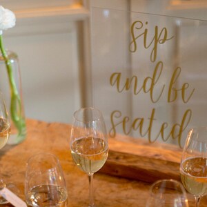 Sip and Be Seated Sign Seating Sign Wedding Seating Sign Cocktail Escort Cards Place Card Drinks Cocktail Seating Chart image 1