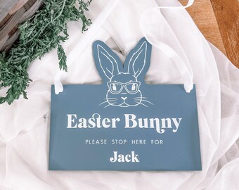 Kids Door Signs, Please Stop Here, Easter Bunny, Easter Door Hanger, Easter Bunny Gift, Easter Gifts for Kids