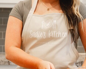 Powered By Plants, Vegan Apron, Kitchen Apron for Women, Vegan Gift Ideas, Creative Personalized Gifts, Housewarming Gift First Home