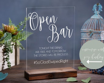 Open Bar Sign - Open Bar Sign for Wedding - Wedding Open Bar Sign - Acrylic Wedding Sign - Acrylic Sign - Clear Wedding Sign - Funny Sign