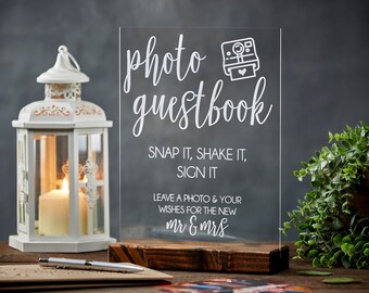 Wedding planning - tips - photo guest book - snap it- shake it - sign it -This sign is the perfect compliment to your wedding photo guestbook! Let your guests know what to do with their instant photos so you always remember who came to celebrate your love. -  richdesignco