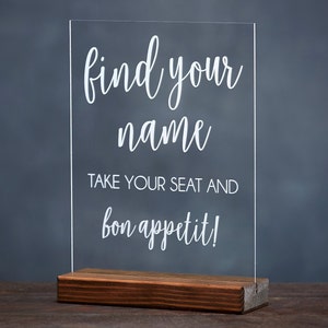 Seating Sign Wedding Seating Sign Find Your Name Sign Bon Appetit Wedding Sign Take Your Seat Sign Wedding Seating Chart Sign image 1