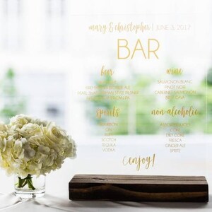 Wedding Bar Menu, Personalized Bar Signs, Wedding Signs Acrylic, Wedding Bar Sign image 5