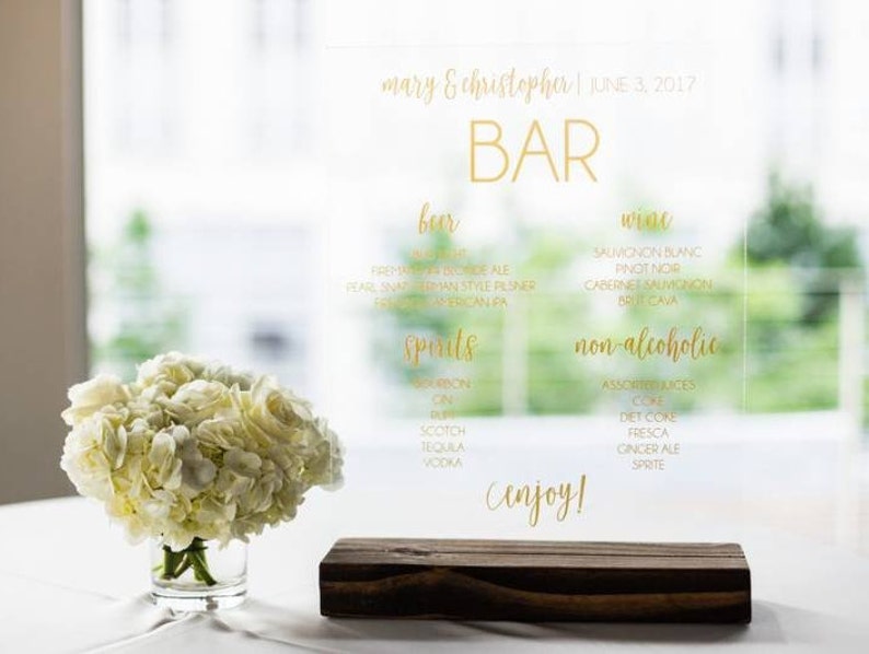 Wedding Bar Menu, Personalized Bar Signs, Wedding Signs Acrylic, Wedding Bar Sign image 5