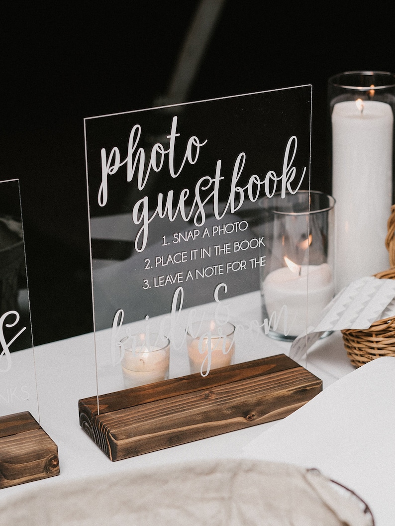 Photo, Photobooth, or Instant Photo Guestbook Acrylic Sign for Weddings, Bridal Showers, and Engagement Parties 