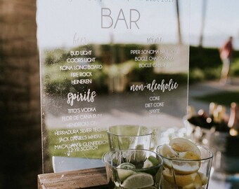 Wedding Bar Menu Sign with Customized Drink Menu for Weddings, Engagement Parties, and other Events