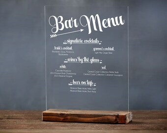 Wedding Bar Menu, Bar Menu Wedding, Acrylic Wedding Sign, Wedding Bar Sign