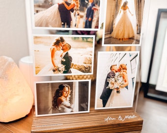 Wedding Photo Collage, Acrylic Photo Block, Wood Photo Holder, Love Note, Newlywed Gift,