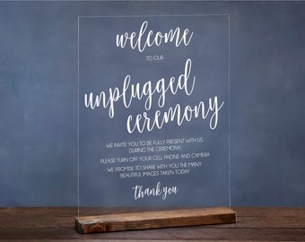 Unplugged Wedding Sign - Large 19x24 Acrylic Sign - Sign for Unplugged Wedding - Unplugged Wedding - Unplugged Ceremony Sign