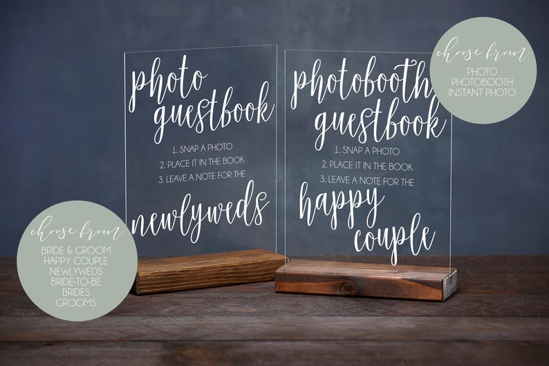 Photo Guestbook Sign Instant Photo Guestbook Sign Photo booth Guest book Sign Acrylic Guestbook Sign Acrylic Sign Guestbook Signs image 2