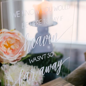 We Know you Would be Here Today, If Heaven Wasn't so Far Away Wedding Memorial Sign Remembrance Table Sign In Loving Memory Wedding Sign image 2