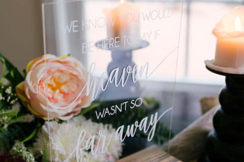 We Know you Would be Here Today, If Heaven Wasn't so Far Away Wedding Memorial Sign Remembrance Table Sign In Loving Memory Wedding Sign image 2