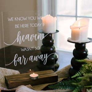 We Know you Would be Here Today, If Heaven Wasn't so Far Away Wedding Memorial Sign Remembrance Table Sign In Loving Memory Wedding Sign image 8