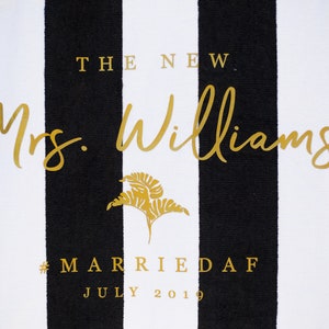 The New Mrs Beach Towel for Honeymoons & Bachelorette Parties Personalized Beach Towel image 6