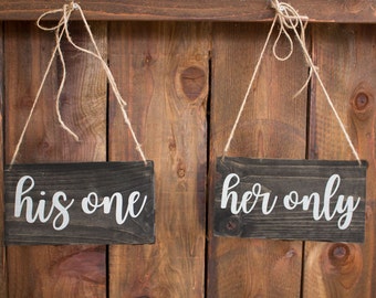 His One Her Only - Hanging Chair Signs - Chair Back Signs - Wedding Photos Prop - Wedding Chair Signs - Signs for Wedding Photo - Photo Prop