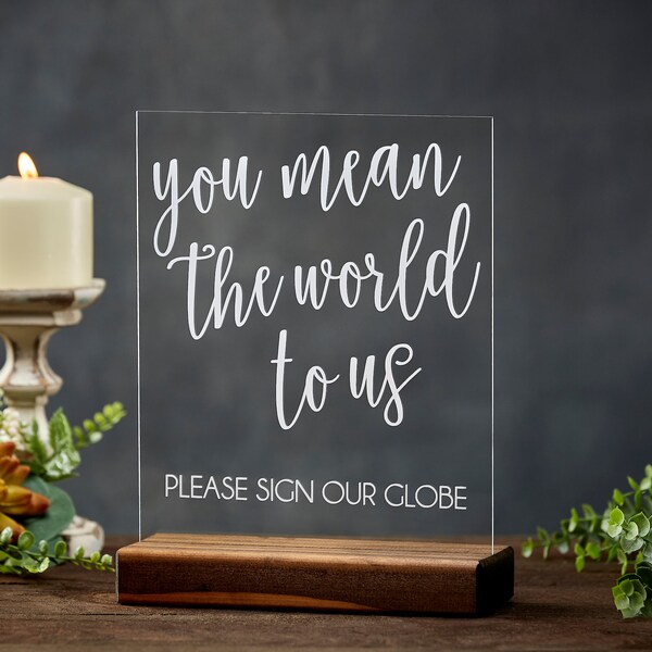 Wedding Globe, Rustic Wedding Guest Book Sign, Acrylic Wedding Signs
