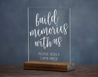 Build Memories Sign, Guest Book Sign, Please Sign a Block, Please Sign a Game Piece