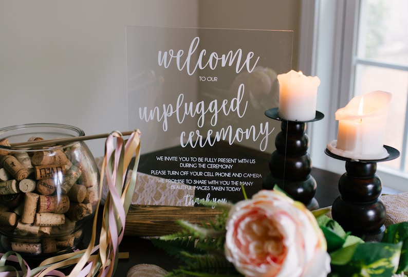 unplugged wedding sign acrylic