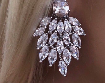 Cubic Zirconia Crystal Cluster Earrings