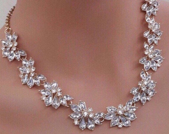 Dainty Crystal Necklace Crystal Statement Necklace Delicate Flower Necklace Victorian Statement Necklace Bridal Statement Necklace Etsy Canada