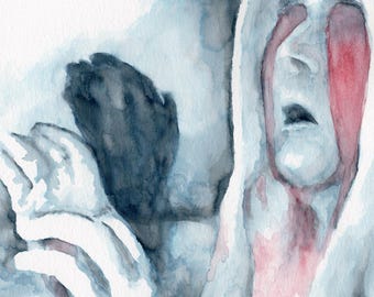 Ecstatic Trance – watercolor portrait of Therese Neumann by Timothy Renner – Catholic mystic – visionary – stigmata