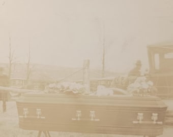 COFFIN – real photo postcard – graveyard – cemetery – funeral – Strange Familiars Curiosity of the Week #159