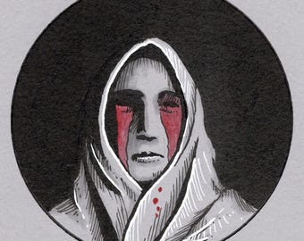 Weeping Blood – Therese Neumann – original illustration by Timothy Renner – Strange Familiars – mystic – visionary – Catholic