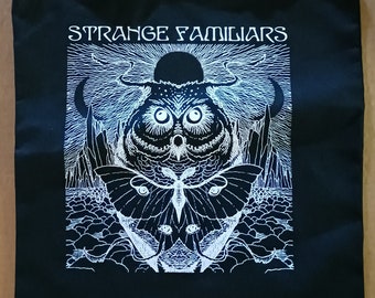 STRANGE FAMILIARS - tote bags – Mothman – The Eyes of Night – owl - luna moth – paranormal – high strangeness