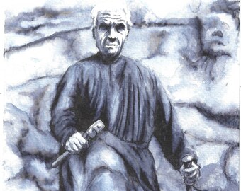 ABBÉ FOURÉ – Hermit Priest of Rotheneuf – original watercolor by Timothy Renner – Strange Familiars