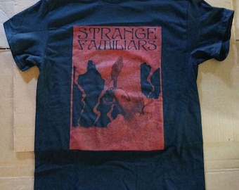 STRANGE FAMILIARS podcast – Mothman – t-shirt – paranormal – cryptids – UFOs – high strangeness