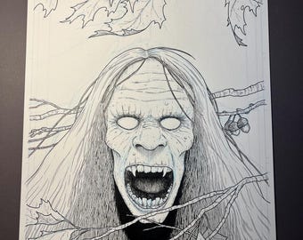 Weißhaar-Terrier – ORIGINAL High Strangeness Comic Cover Zeichnung von Timothy Renner – Big Foot – Sasquatch