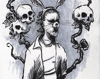 BUNNYMAN - Original Illustration von Timothy Renner - Strange Familiars - High Strangeness - Paranormal