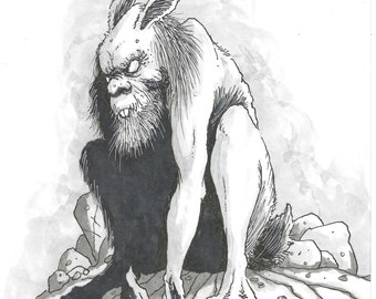 MANBUNNY - original illustration by Timothy Renner - monster - cryptid - paranormal