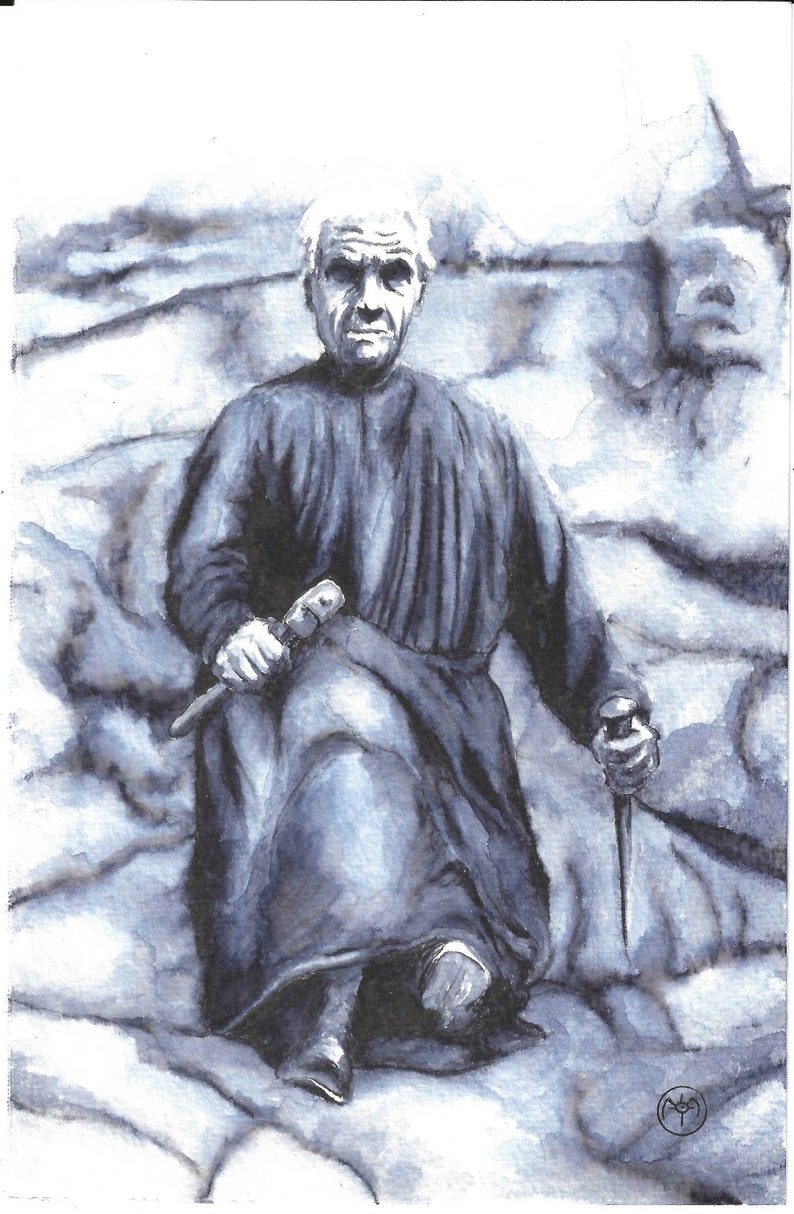 ABBÉ FOURÉ Hermit Priest of Rotheneuf original watercolor by Timothy Renner Strange Familiars image 1