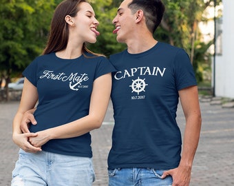 Custom Couples Shirts, Captain and First mate Shirt Set - 638