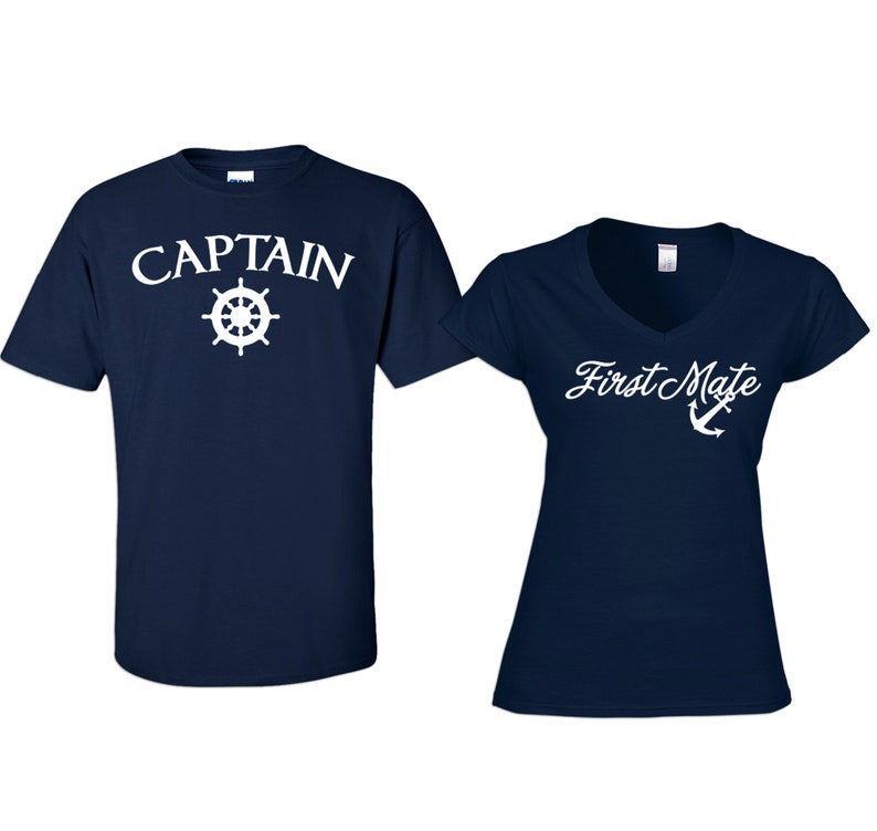 First Mate Script Sign Couples Captain and First Mate Shirt Set - 638b - Etsy