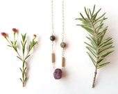 Rough Ruby + Unakite Gold Filled Necklace with Brass Beads | Earthy Natural Gemstone Necklace
