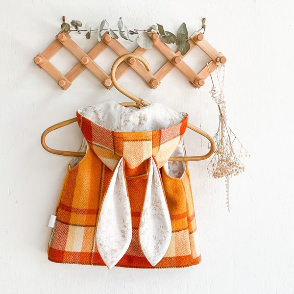 Woollen Bunny Vest in Dark Orange/Yellow