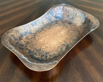 Copper Bowl, Hand Hammered, Decorative Centerpiece, Patina Finish