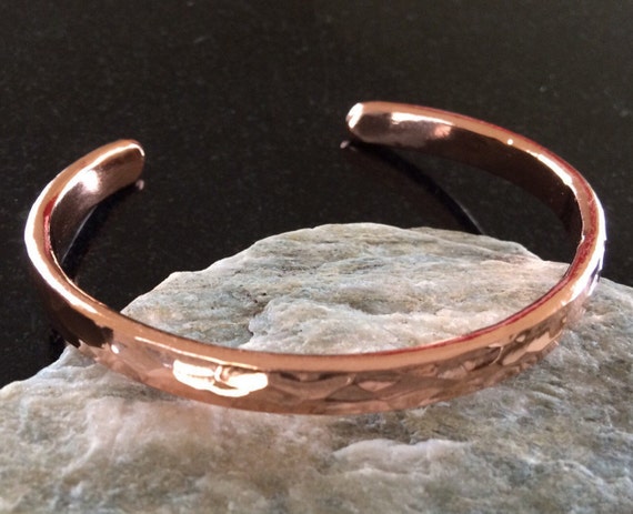 Copper Bracelet Adjustable 4 Gauge Heavy Hammered Copper Wire Shiny 1 4 Inch 6.35 Mm Wide 7th Anniversary Gift Handcrafted by JW Etsy