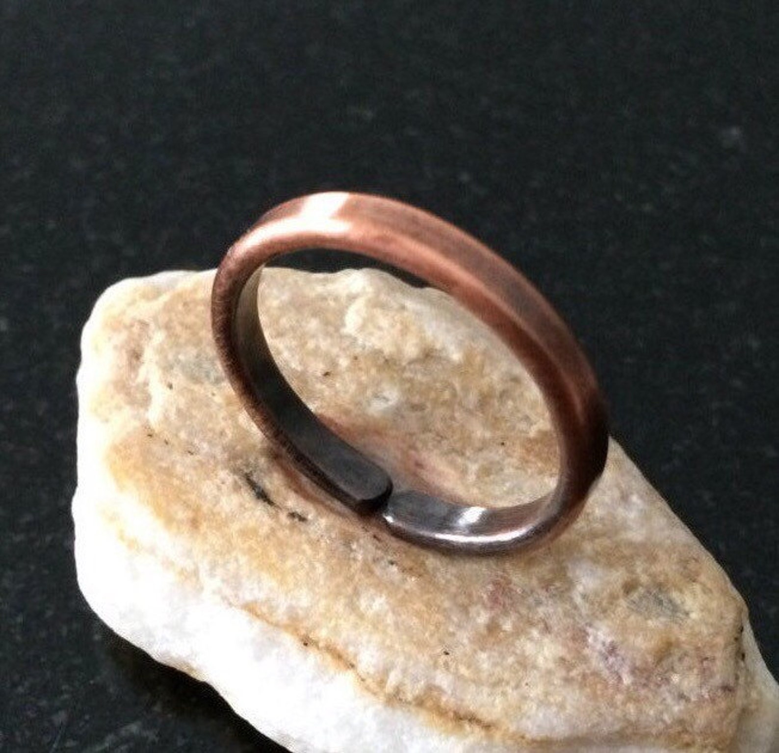 Copper Ring R01S10GP Adjustable Smooth Hammered Patina Pure Etsy