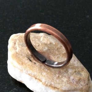 Copper Ring - Adjustable, 10 Gauge Copper Wire, Patina, 1/8 Inch (3.18 mm) Wide Band - Handcrafted by JW