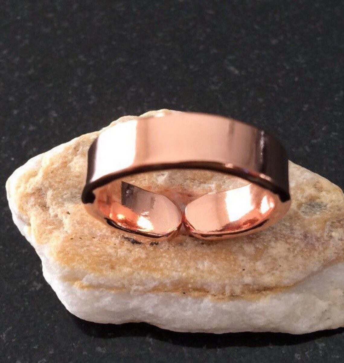 Copper Ring R05S6GS Adjustable Smooth Hammered Shiny Pure Etsy