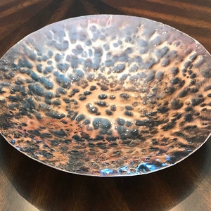 Copper Bowl - 12 Inch Decorative Hand Hammered Copper Bowl with a Patina Finish - 7th Anniversary Gift - Handcrafted by JW