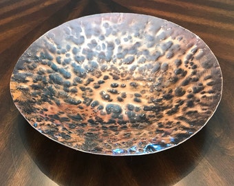 Copper Bowl, Hand Hammered, Decorative Centerpiece, Patina Finish