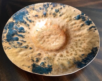 Copper Bowl, Hand Hammered, Decorative Centerpiece, Patina Finish