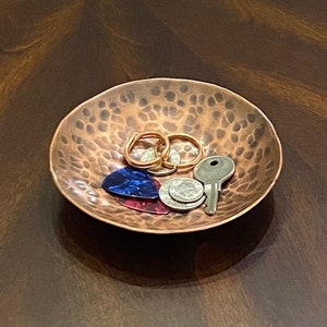 Copper Bowl - Small Decorative Hand Hammered Copper Bowl with a Patina Finish - 7th Anniversary Gift - Handcrafted by JW