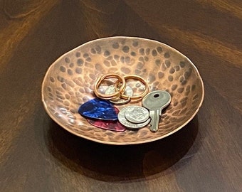 Copper Bowl, Hand Hammered, Decorative Centerpiece, Patina Finish
