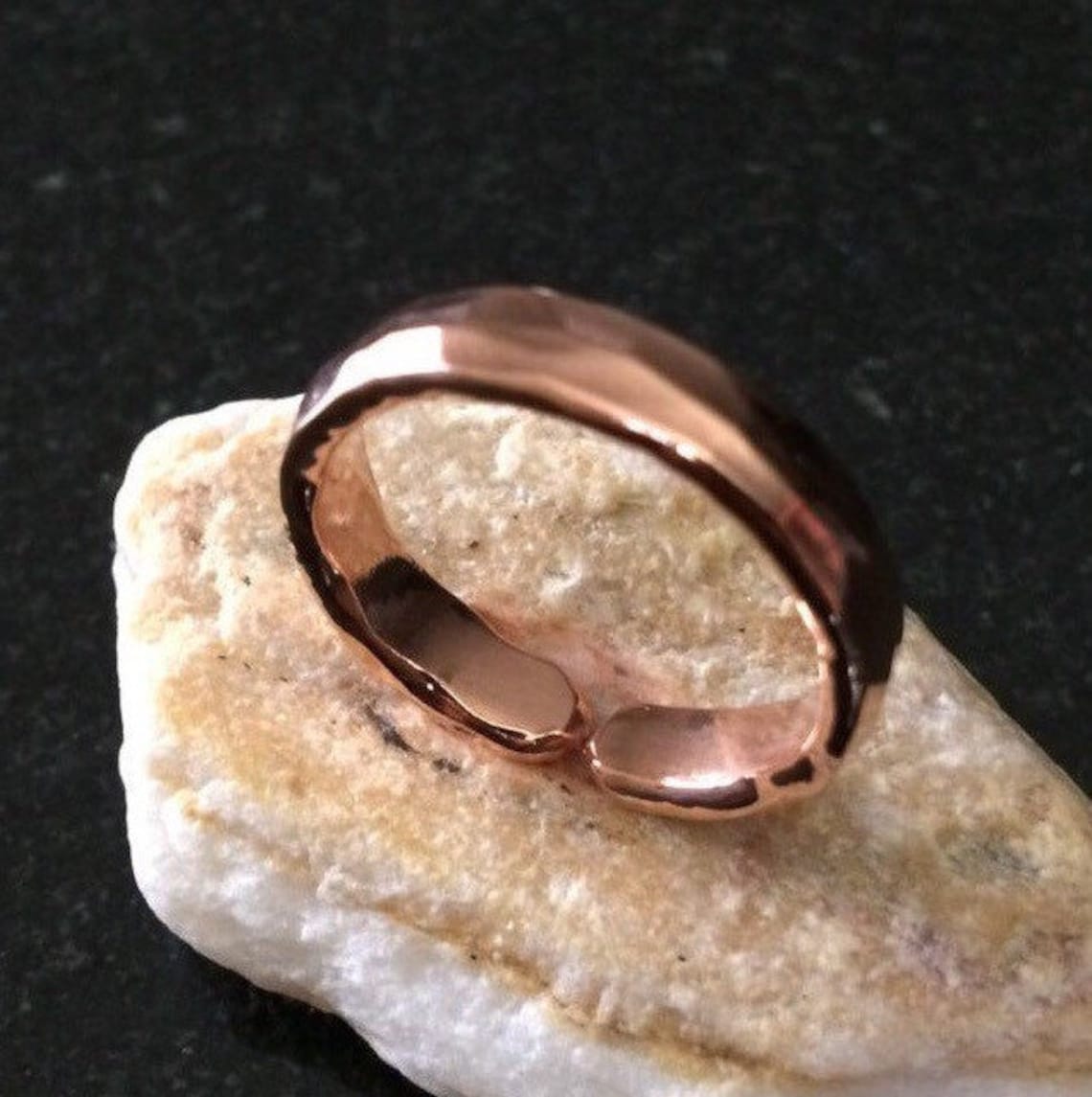 Copper Ring R04H8GS Adjustable Heavy Hammered Shiny Pure Etsy