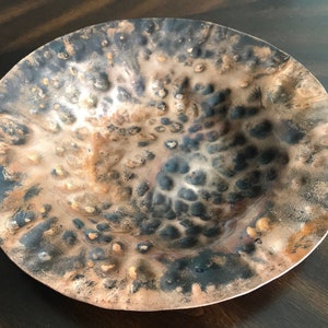 Copper Bowl - 12 Inch Decorative Hand Hammered Copper Bowl with a Patina Finish - 7th Anniversary Gift - Handcrafted by JW
